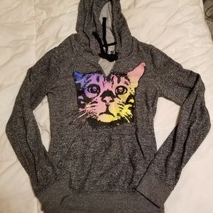 Volcom gray cat Hoodie xs